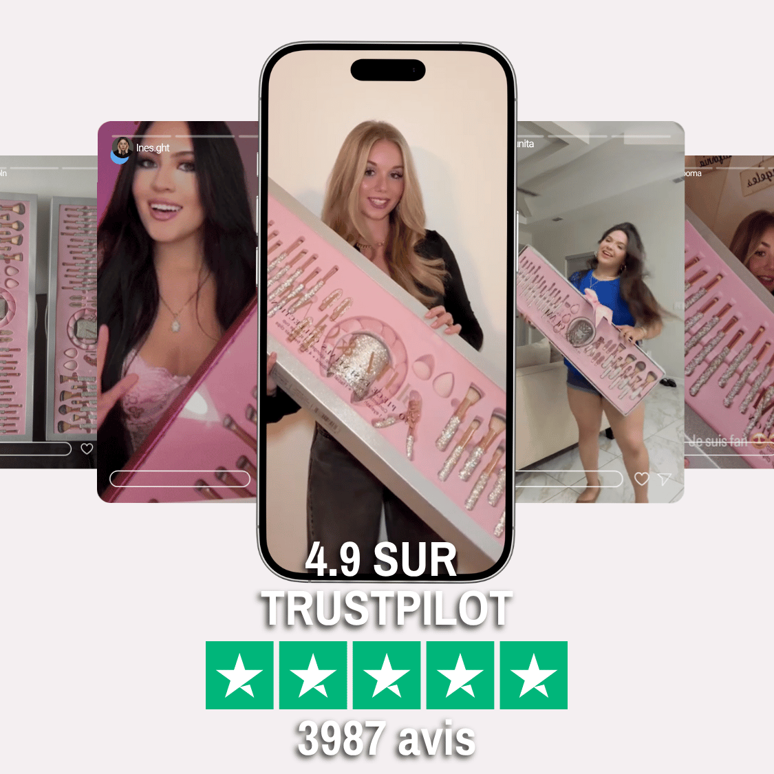 Box Makeup "Rose Argent" 30 pièces